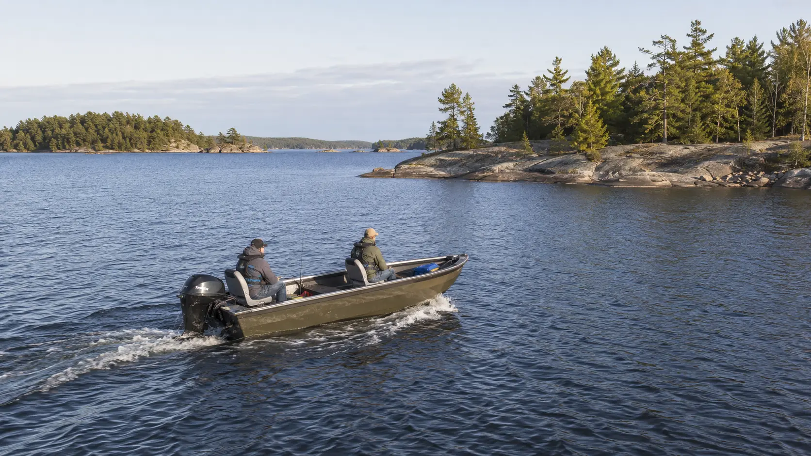 Anglers travelling across a broad Northern Ontario lake